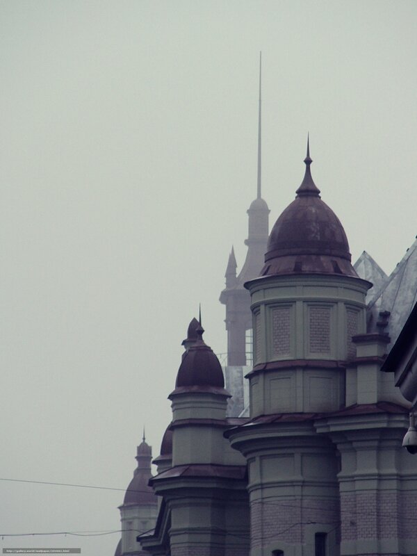 towers in foggy weather
