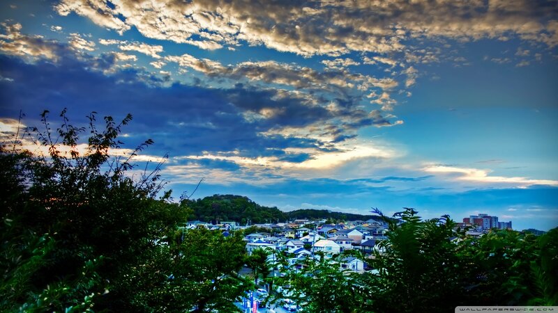 Town at Dusk — Blue
