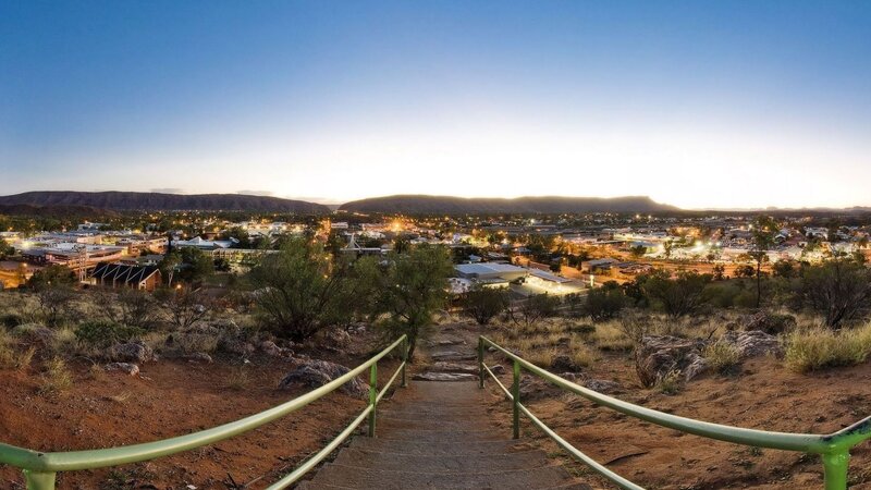 Town at Dusk from Hill