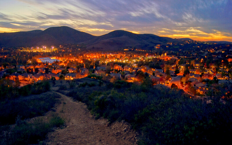 Town at Dusk — Orange