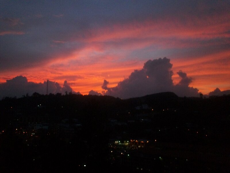 Town at Sunset — Orange