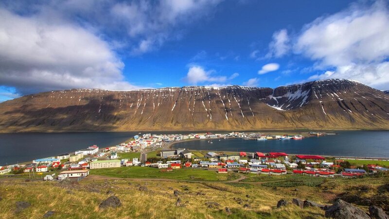 Town by Fjord and Mountain