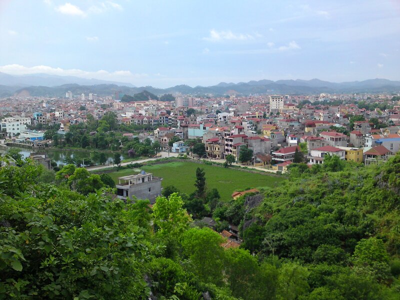 Town from Hillside View — Green, Calm