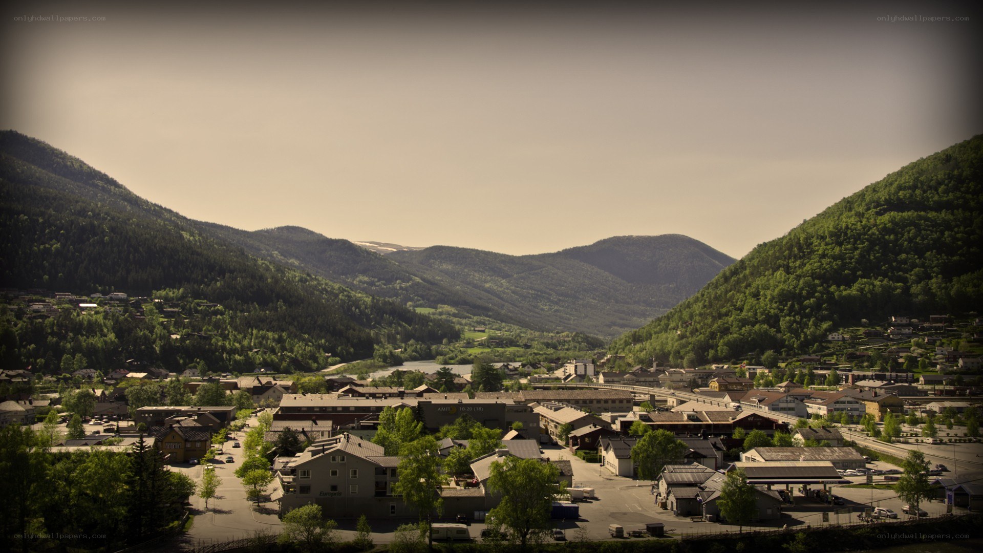 town in a mountain valley