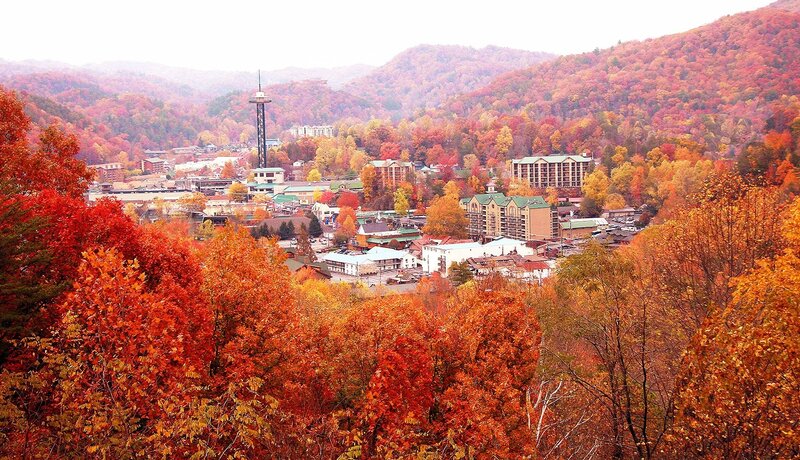 Town in Autumn Mountains