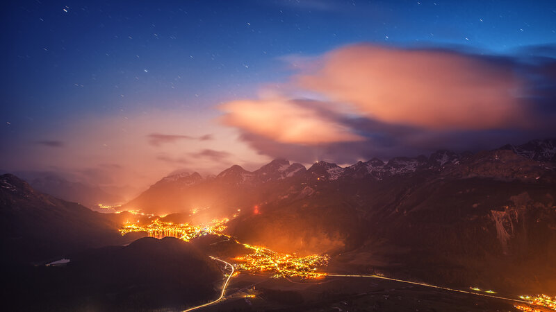 Town in Mountain Valley — Blue