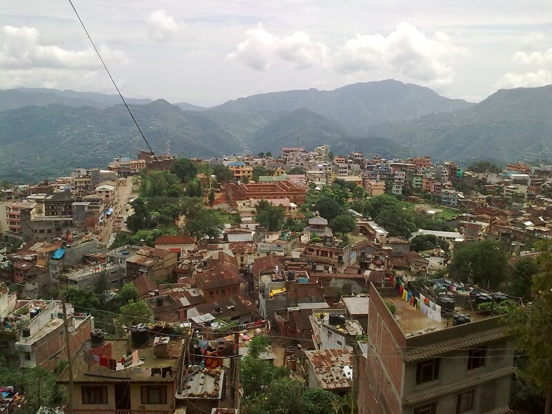 Town in Mountain Valley — Green, Overcast