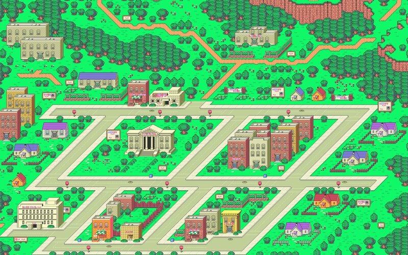 Town Map in Pixel Art
