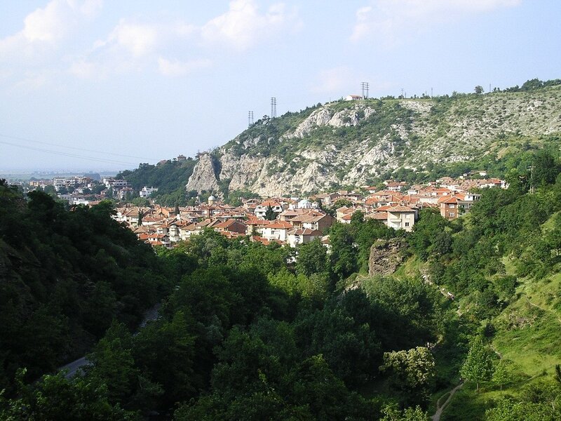 Town nestled in a valley