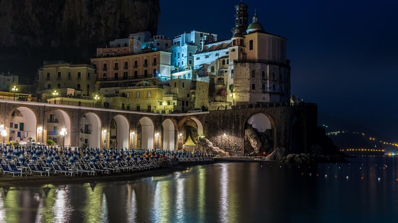 Town on a Cliff at Night