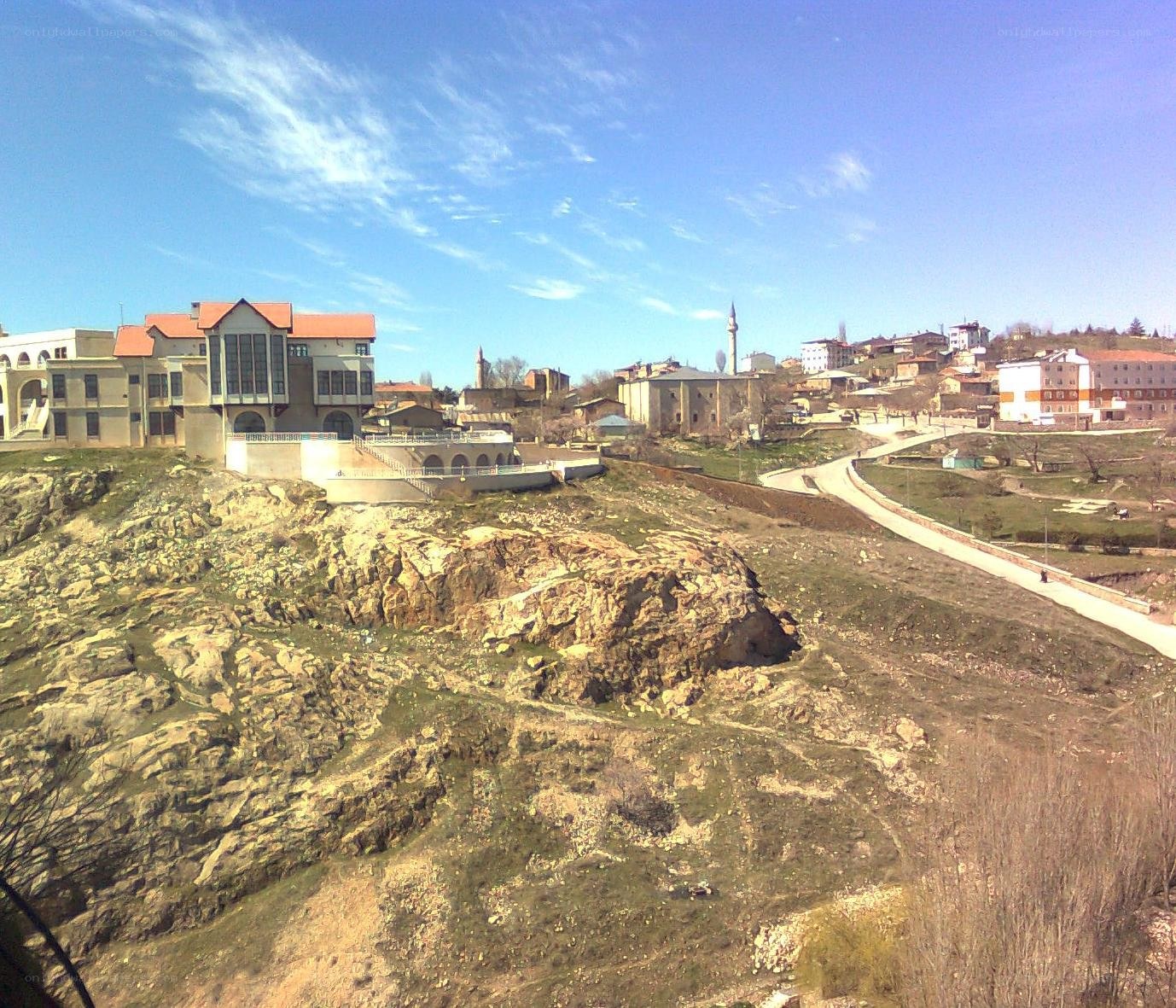 Town on a rocky hillside