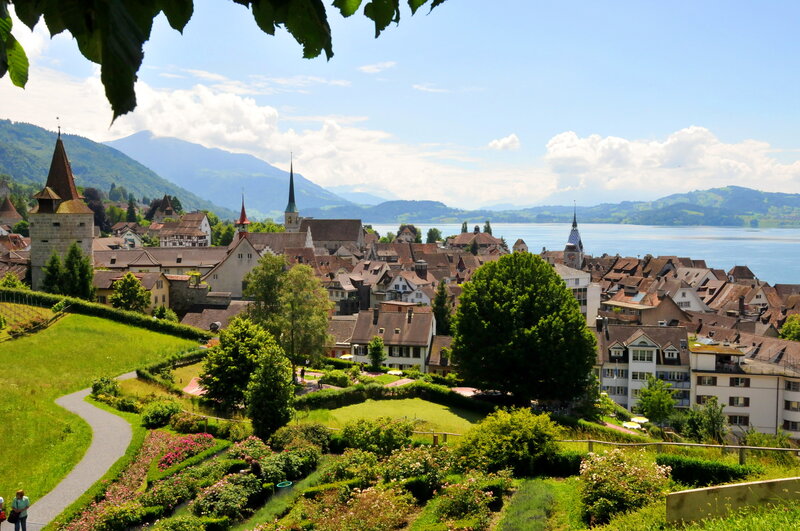 Town on Lake Shore — Green, Serene