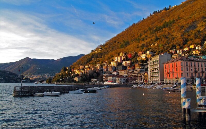 Town on Lakeside Hill — Blue
