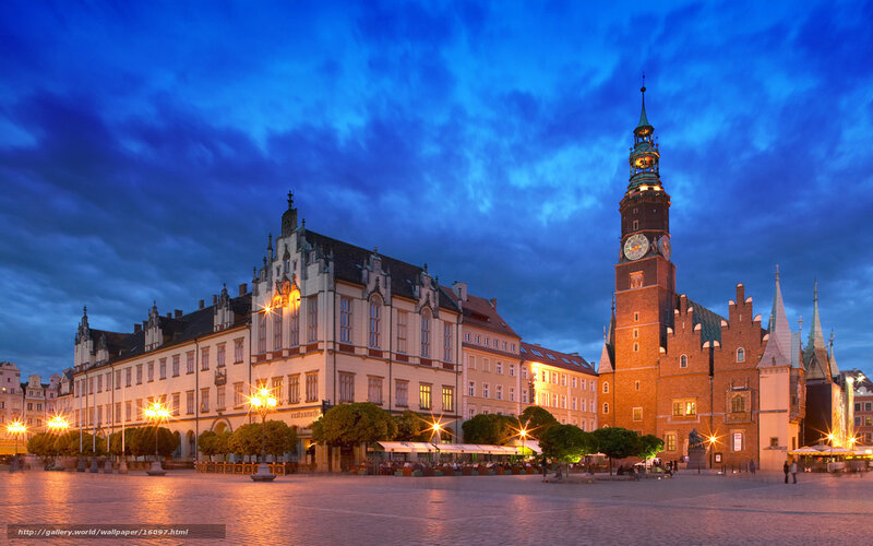 Town square at dusk