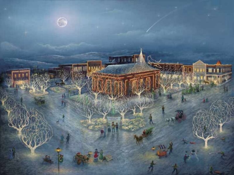 Town Square at Night — Blue