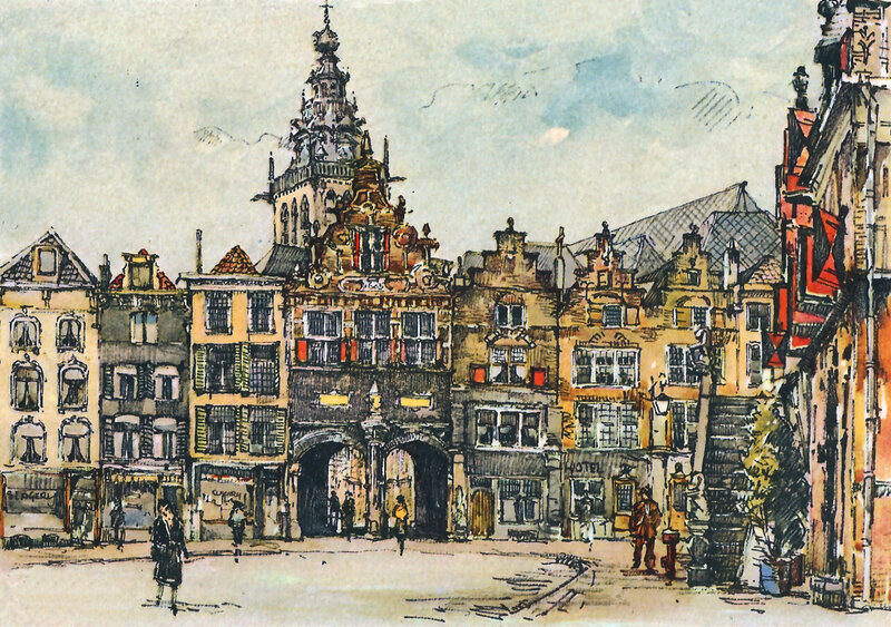 Town Square with Buildings — Yellow, Calm