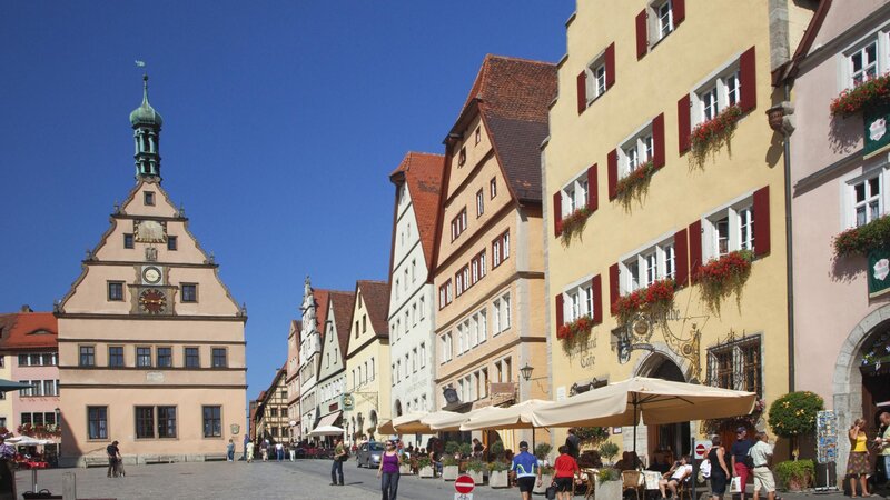 Town Square with Clock Tower — Blue