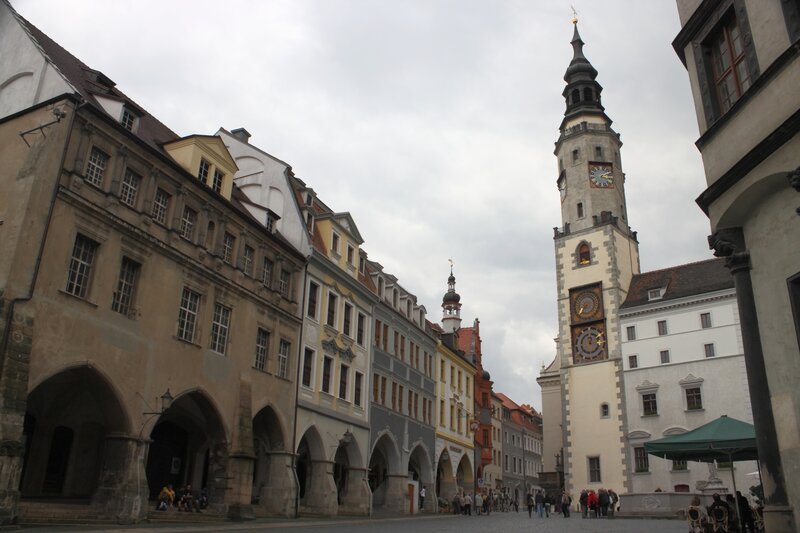 Town Square with Clock Tower — Gray