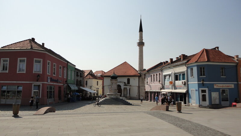 Town square with mosque minaret