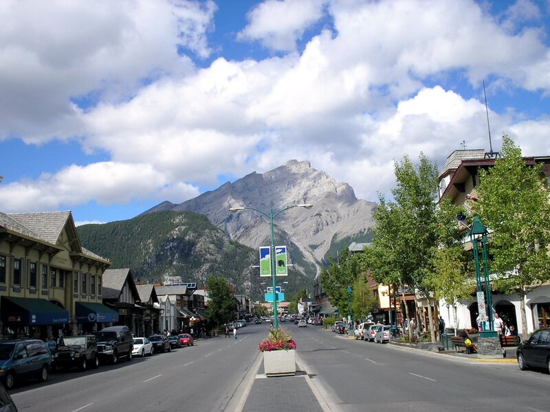 Town Street with Mountain — Blue, Serene, Afternoon