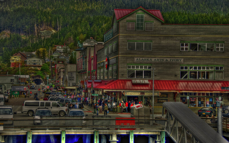 Town Street with Shops