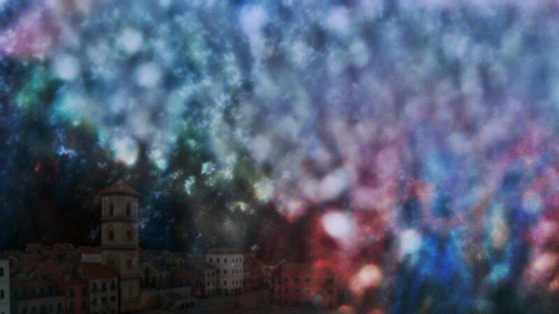 Town under Colorful Sky