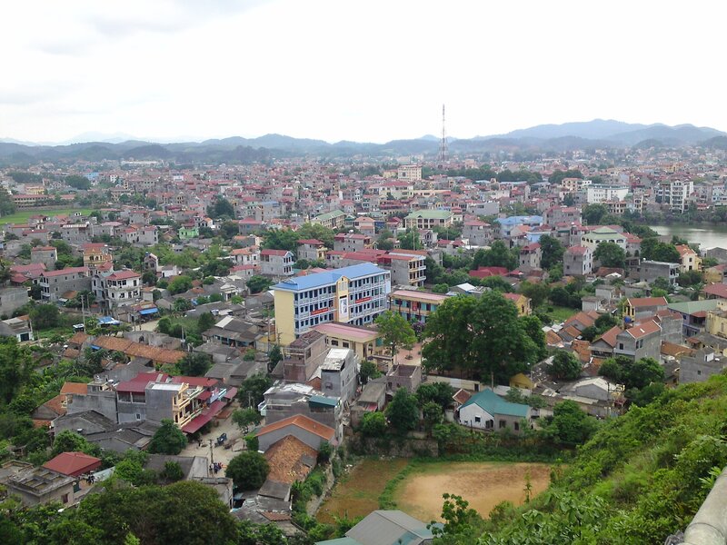 town view with mountains