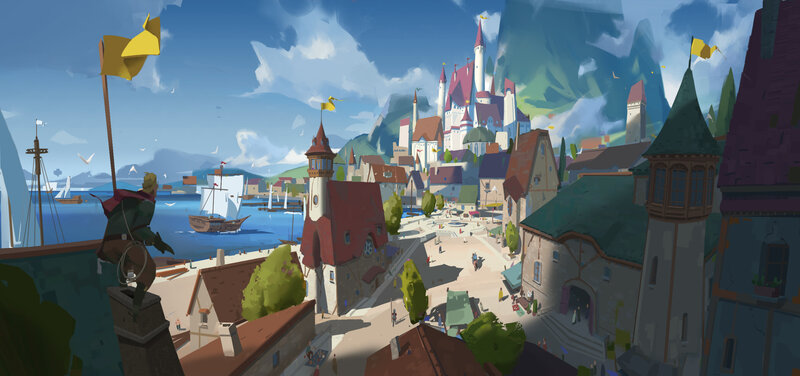 Town with Castle and Harbor