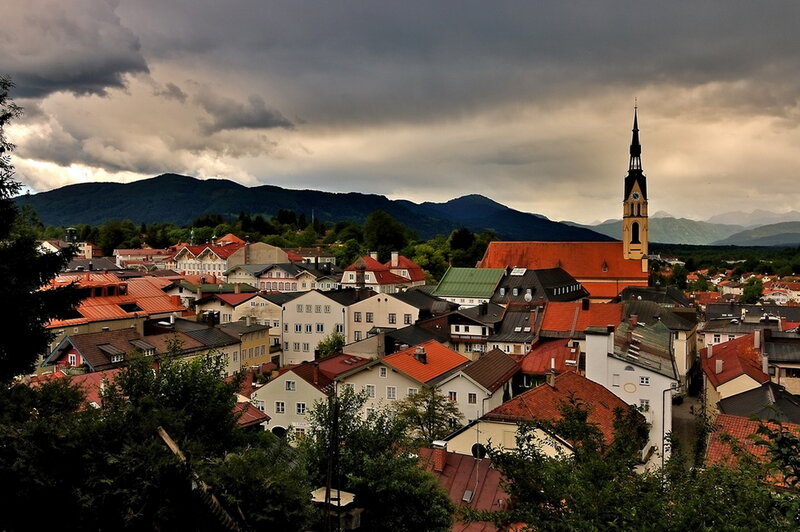 Town with Church Steeple — Gray