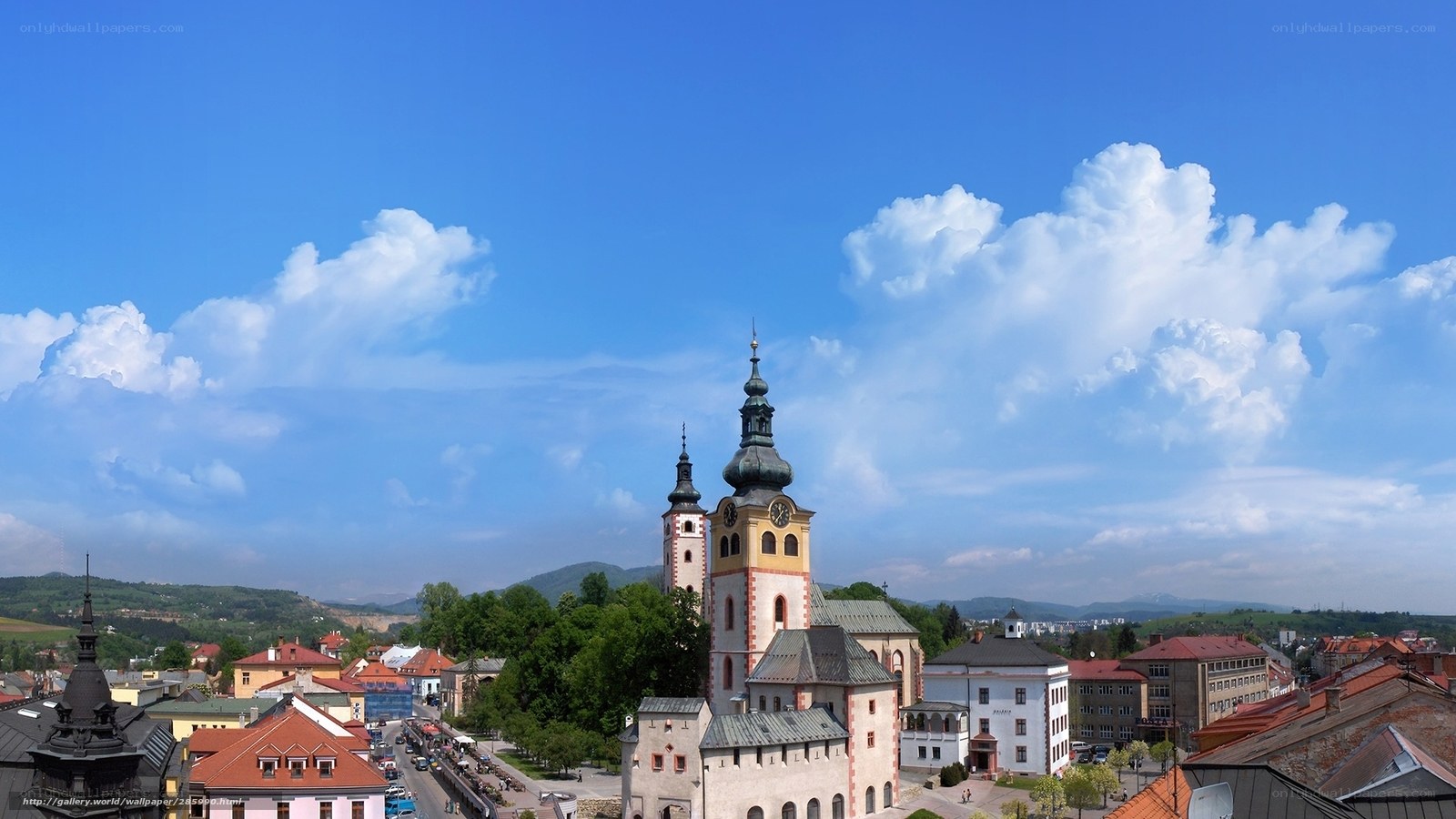 Town with historic church towers