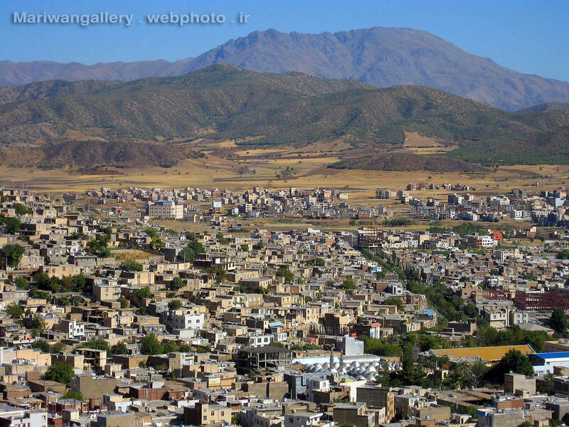 Town with mountain backdrop