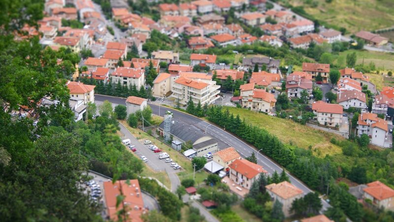 Town with Red-roofed Houses — Green