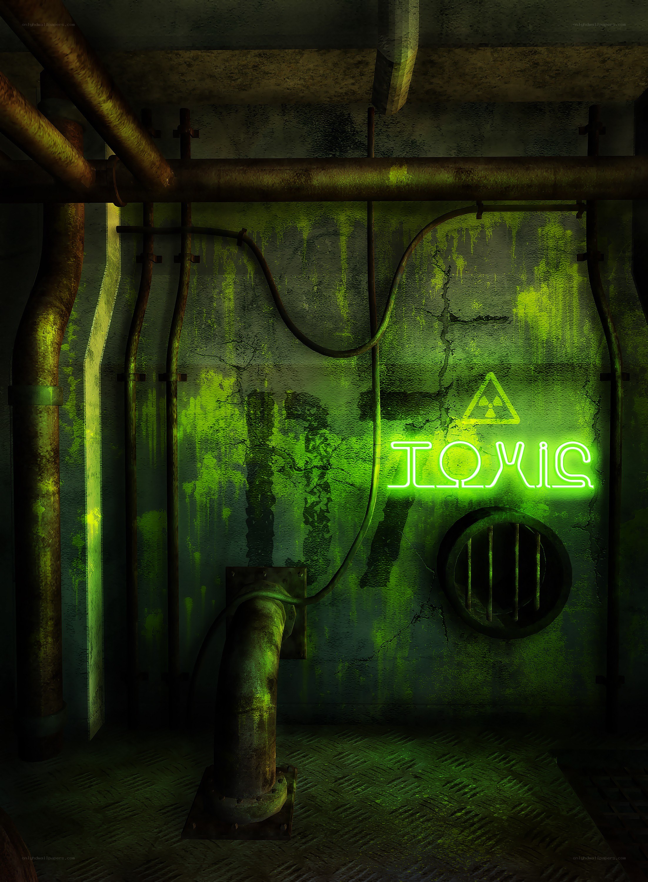 toxic warning in industrial room