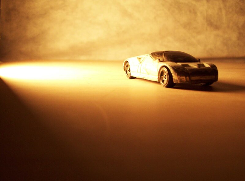 Toy car in warm light