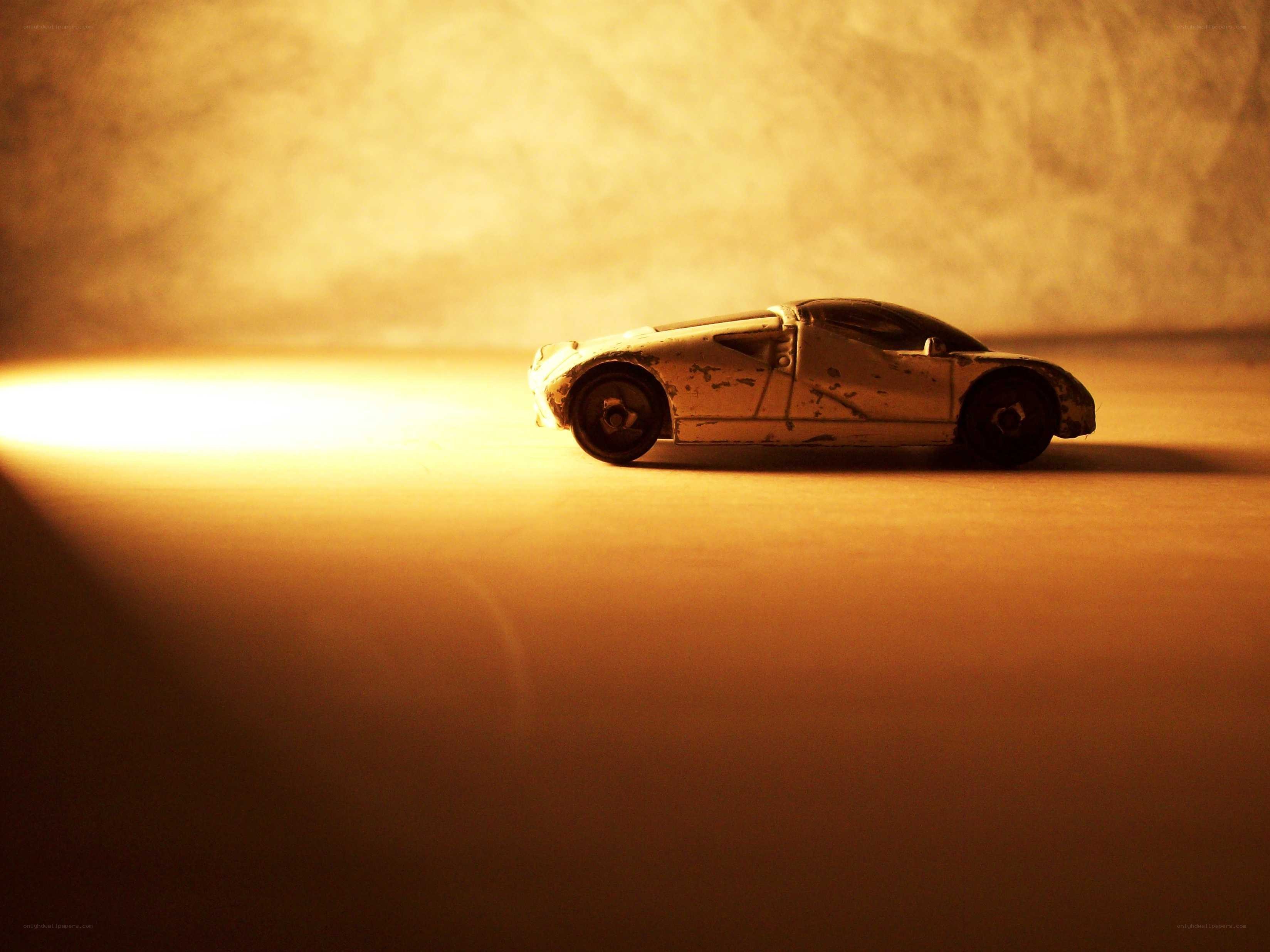 Toy car in warm light