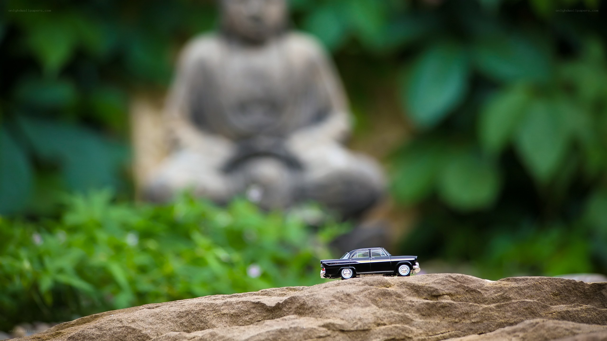 Toy car on a rock