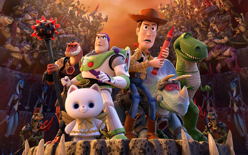 Toy Characters on a Throne