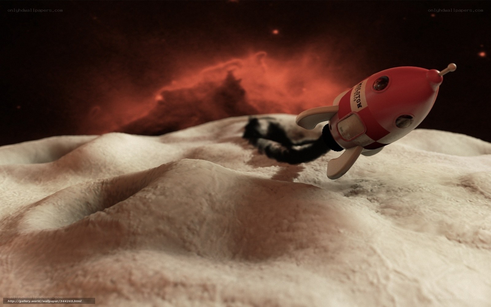 Toy rocket on alien surface
