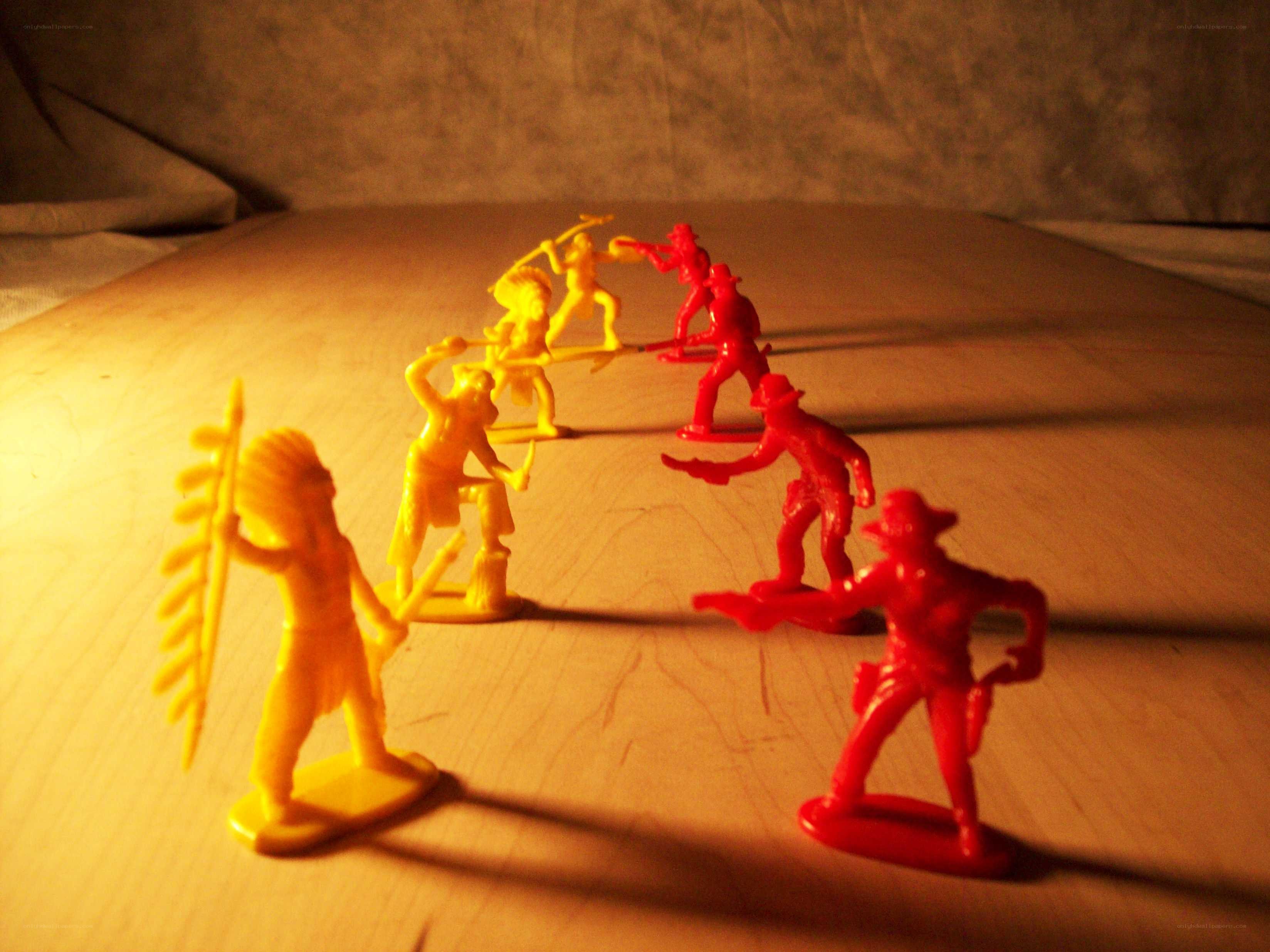 Toy soldiers in battle scene