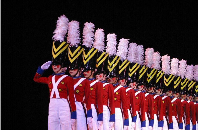 Toy soldiers on stage
