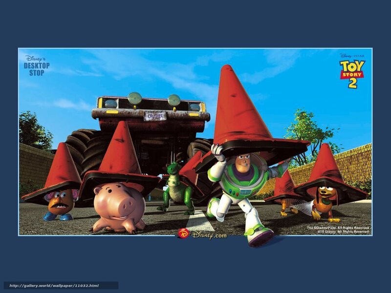 Toy Story 2 characters with cones