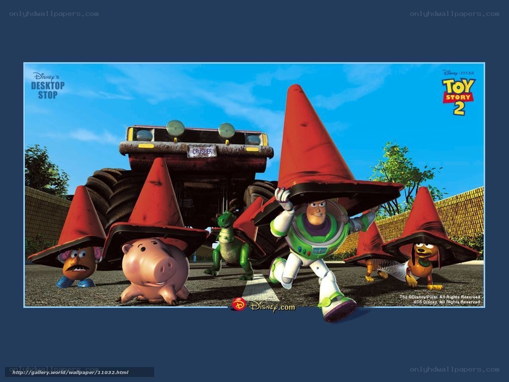 Toy Story 2 characters with cones
