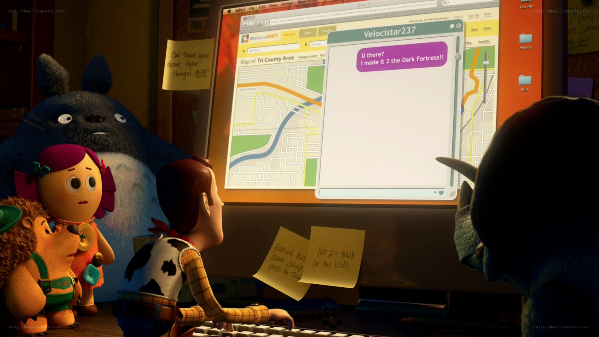 Toy Story characters at computer