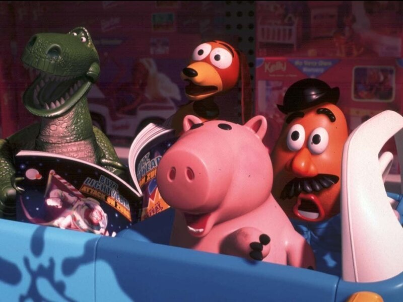 Toy Story characters in a toy car