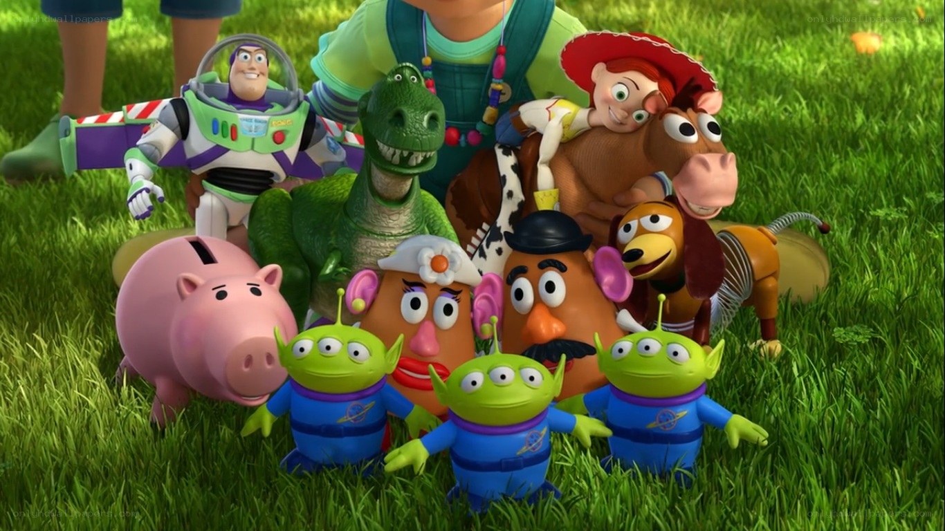Toy Story characters in grass
