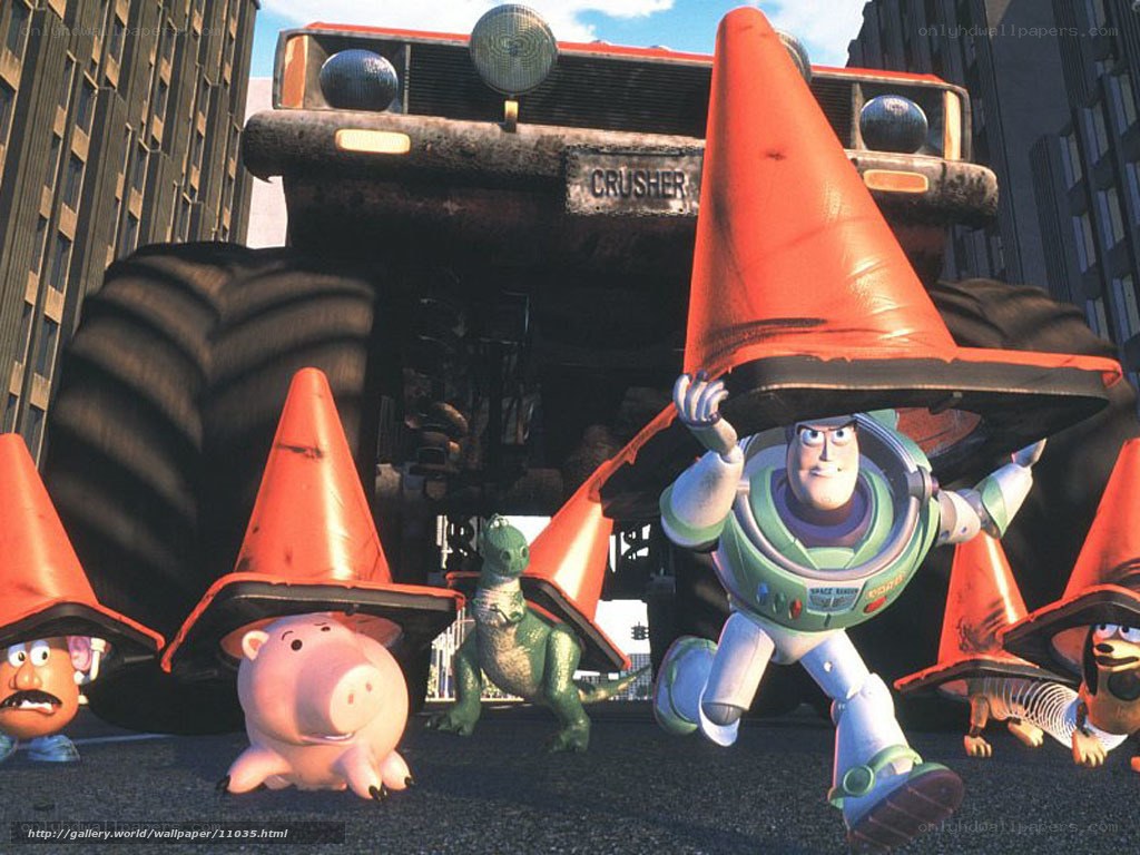 Toy Story characters with cones