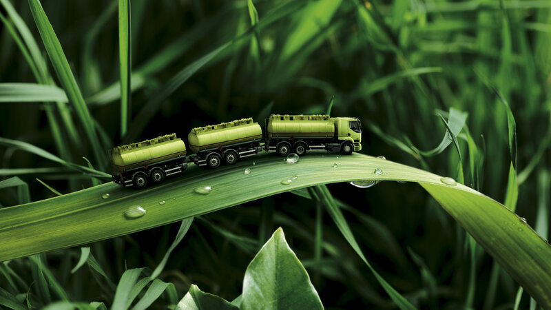 Toy Tanker Trucks on Leaf — Green