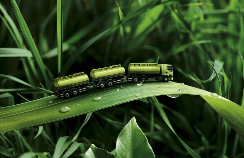 Toy Tanker Trucks on Leaf