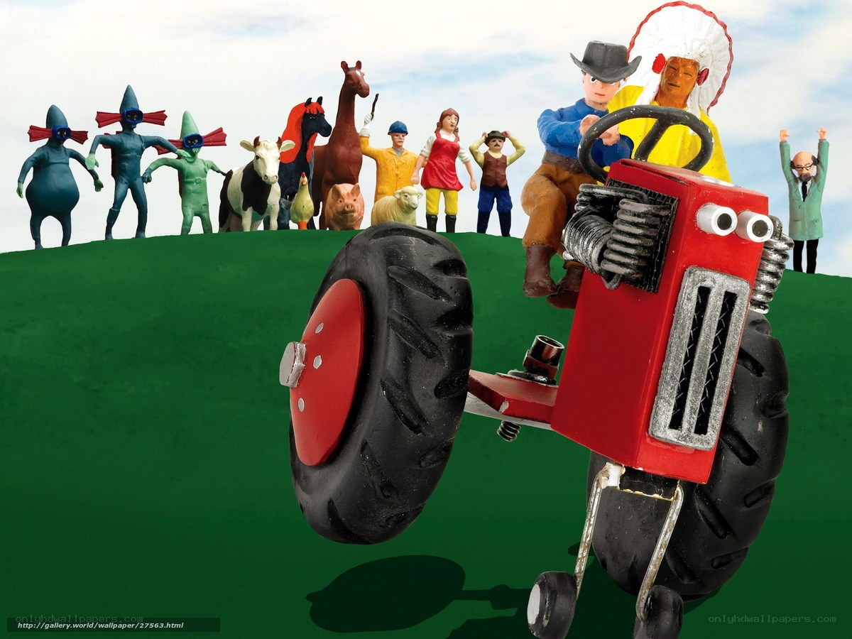 Toy tractor with figurines