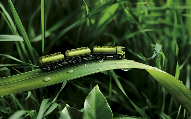 Toy Trucks on Grass — Green